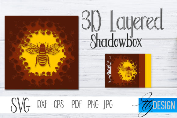 3D Layered SVG. Bees Lightbox 2