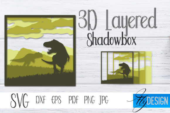 3d Layered SVG. Dinosaur 3