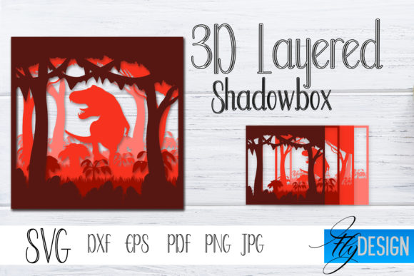 3d Layered SVG. Dinosaur 6
