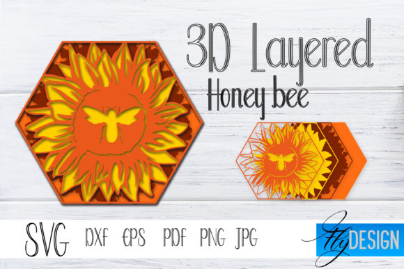 3d Layered SVG. Honey Bee 3