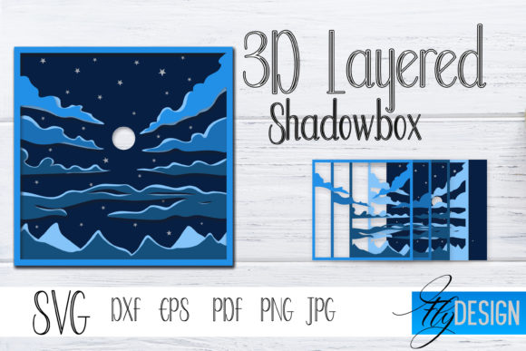 3d Layered SVG. Shadowbox Nature 1