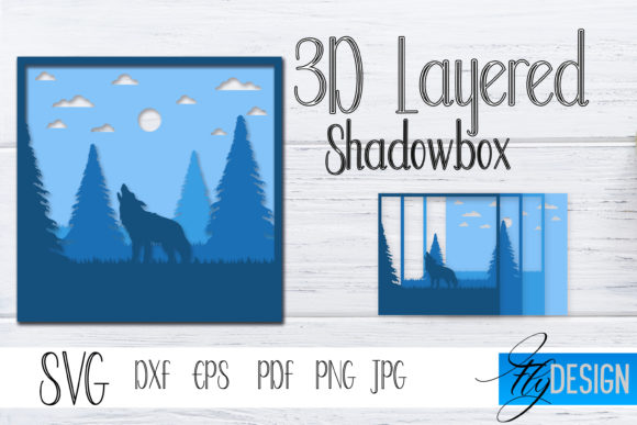 3d Layered SVG. Shadowbox Nature 3