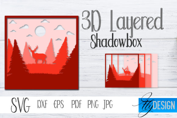 3d Layered SVG. Shadowbox Nature 4