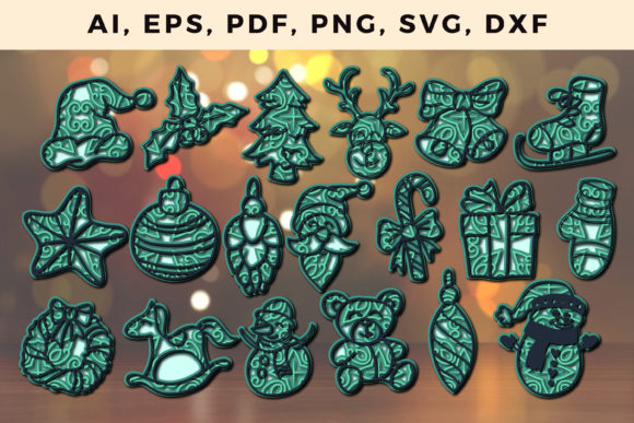 3D Multi Layer Christmas Bundle SVG File