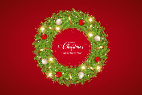 Christmas Door Wreath with Golden Ribbon