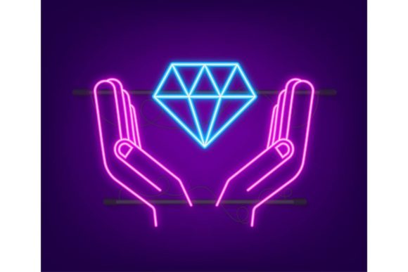 Diamond Neon With Hand Icon Design