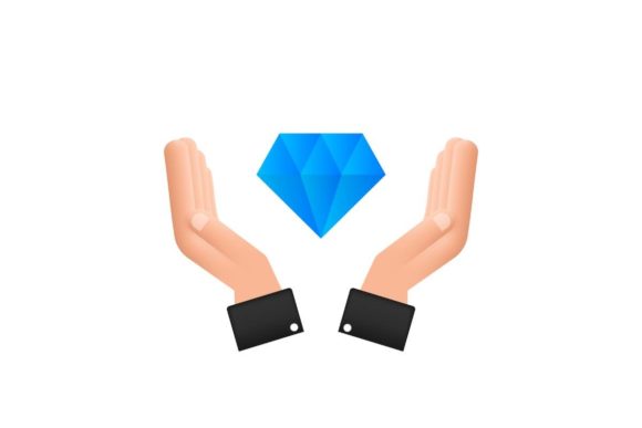 Diamond with Hand Icon Design: A Practical Evaluation of the Flat and 3D Vector Asset