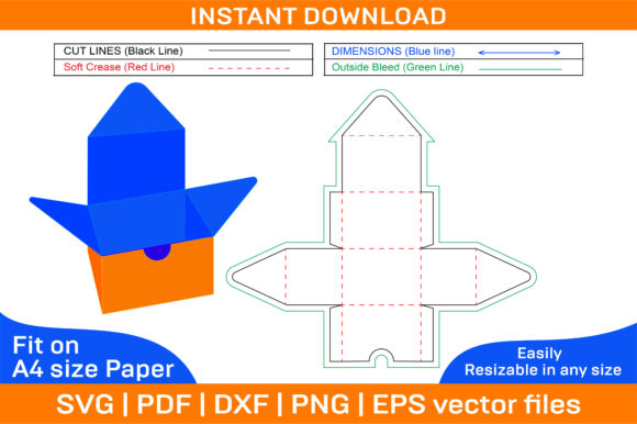 Premium Cake Box & Gift Box Packaging Dieline Template